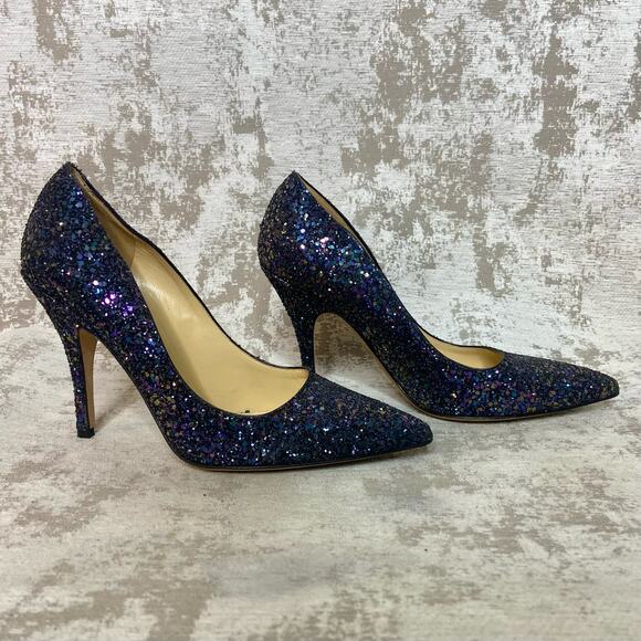 Kate Spade Licorice Pointed Toe Pumps in Navy Glitter - Picture 2 of 9